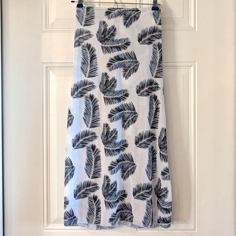 Palm Print Swim Cover Up Skirt Black White Tropical Beach 10-11Y - Picture 3 of 4